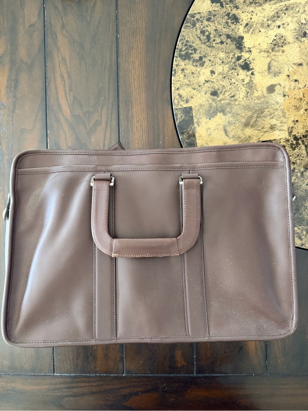 Coach Brown Leather Two-Handle Briefcase with Luggage Tag - Picture 2 of 6